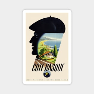 Côte Basque France Vintage Travel Poster Magnet