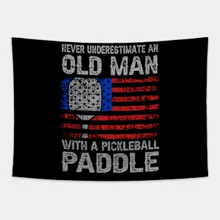 Never Underestimate An Old Man With A Pickleball Paddle Tapestry