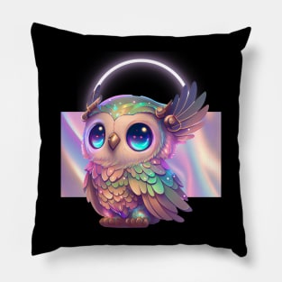 cute owl design, black owl, aesthetic owl Pillow