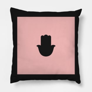 White Hamsa Hand on Light Pink Background Pillow