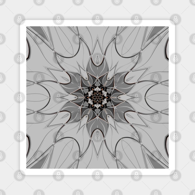 Cartoon Mandala Flower Grey Magnet by WormholeOrbital