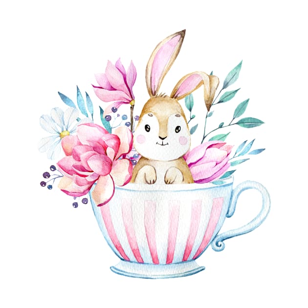 Little bunny inside a cup by Simple Wishes Art