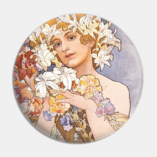 Flower (1897) by Alphonse Mucha Pin