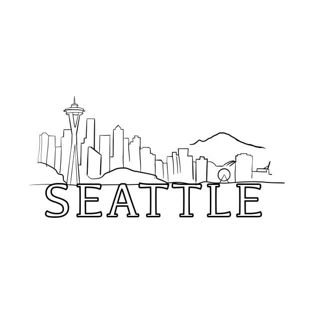 Line outline of the Seattle Skyline by WelshDesigns