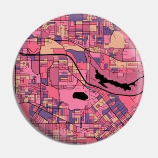 Burnaby Map Pattern in Purple & Pink Pin