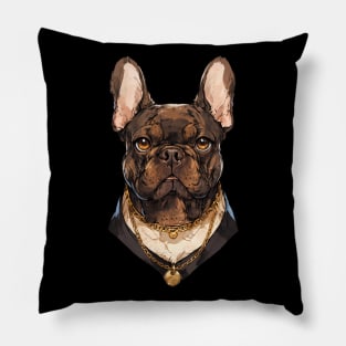 Chocolate with Gold Chain French Bulldog Pillow