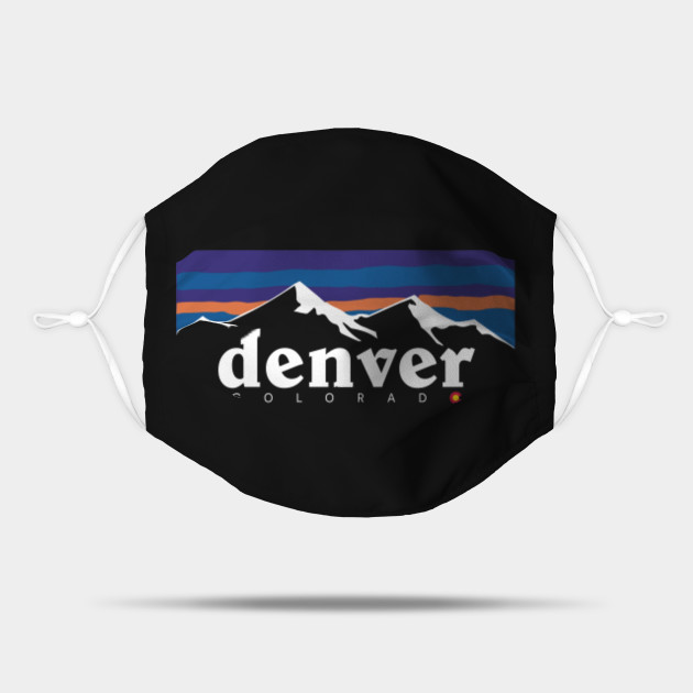 Denver Colorado Mountain Landscape With State Flag Hiking Denver Nuggets Mask Teepublic