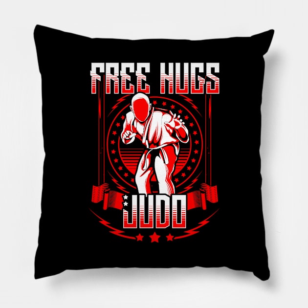 Funny Free Judo Hugs MMA Mixed Martial Arts Pun Pillow by theperfectpresents