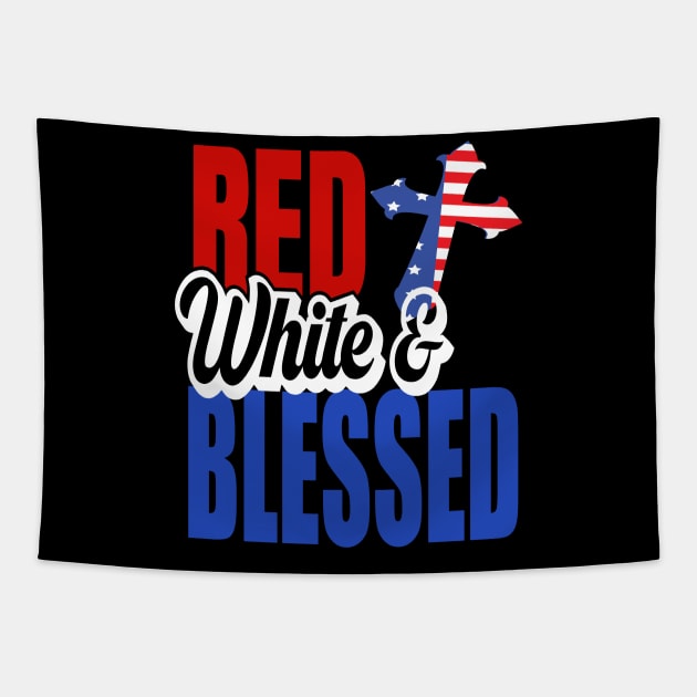 red white and blessed..4th of july gift Tapestry by DODG99