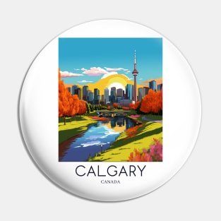 A Pop Art Travel Print of Calgary - Canada Pin