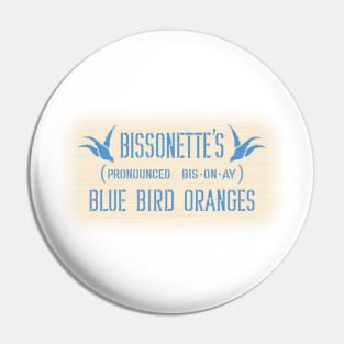 Blue Bird Oranges (Woodgrain) Pin