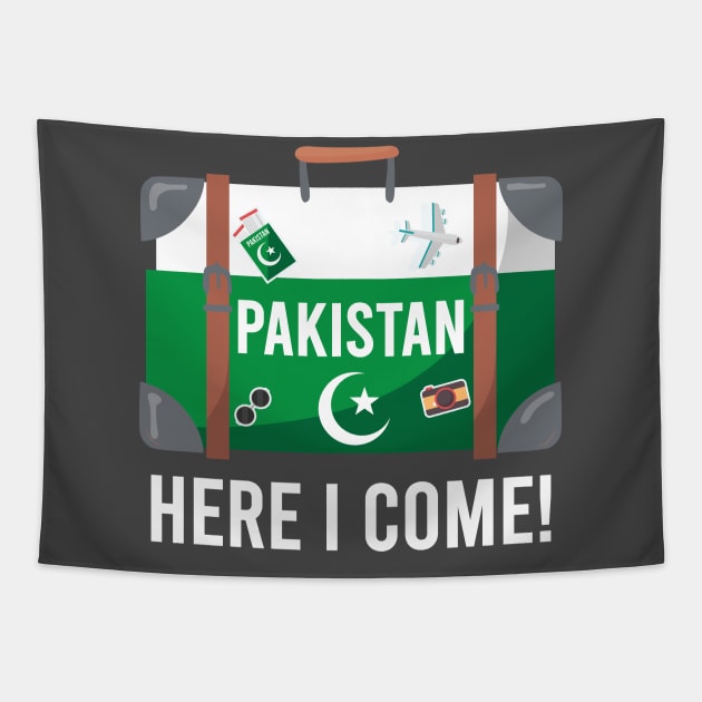 Pakistan here I come. Pakistani flag travel design Tapestry by alltheprints