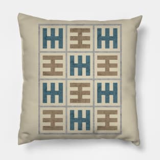 Tribal geometric pattern (Smokey taupe, navy and brown colors) Pillow