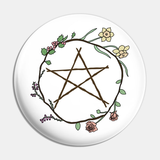 Pentacle surrounded by flowers Pin by Becky-Marie