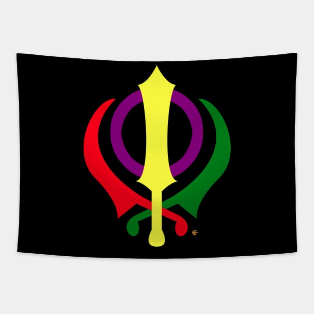 LGBTQ+ Khanda Sikh Love All Tapestry by prezziefactory