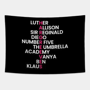 The Hargreeves Family - The Umbrella Academy (White) Tapestry