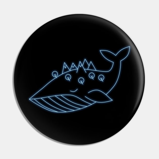 Space Whale Night in the woods Blue Pin by MigiDesu