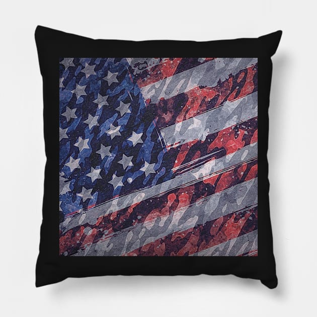 Rustic American Flag Pillow by BethsdaleArt