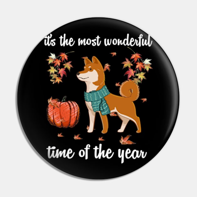 Shiba Inu Dog Autumn Fall Most Wonderful Time Maple Gift Pin by AstridLdenOs