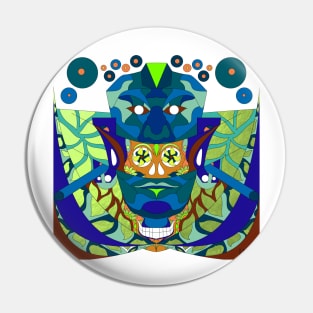 jade mask of the reina roja the red queen in mexican patterns in mayan ecopop art Pin