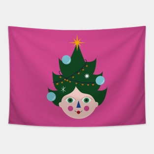 Merry Christmas december winter holidays funny humor gift present christmas tree Tapestry