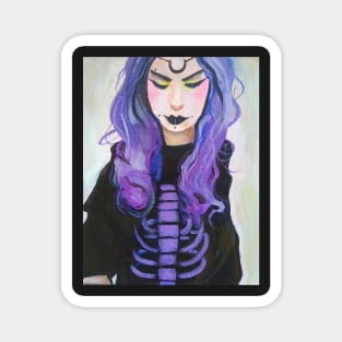 Purple-Haired Goth Girl on White Magnet