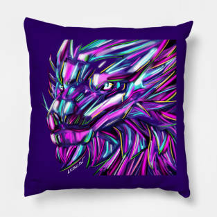 neon dragon ecopop in light art monster Pillow