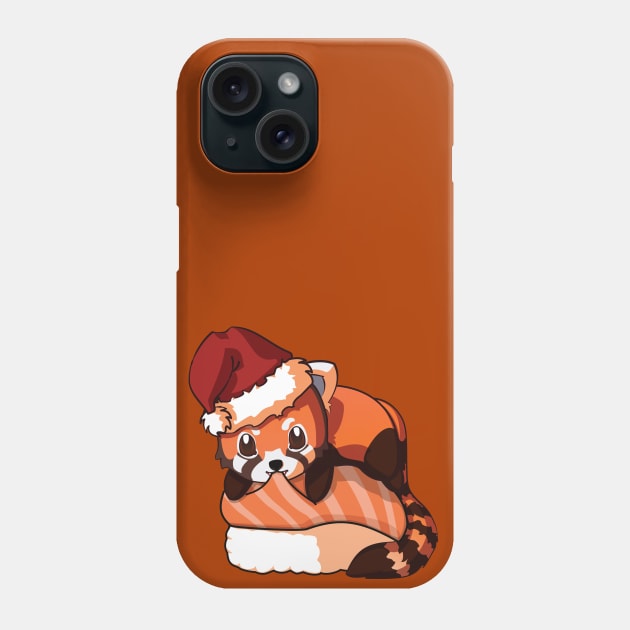 Red Panda Salmon Sushi Christmas Phone Case by Myanko