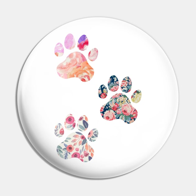 Floral Paw Print Trio Pin by annmariestowe