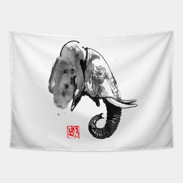 elephant profile Tapestry by pechane