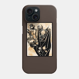 Bat with Tea - Black Outlined Version Phone Case