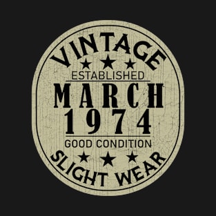 Vintage Established March 1974  - Good Condition Slight Wear T-Shirt