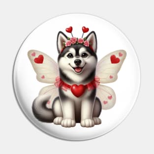 Valentine Fairy Husky Dog Pin