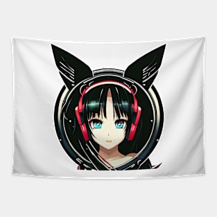 Anime girl with headset Tapestry
