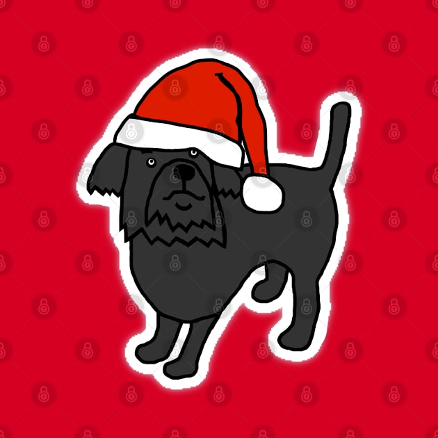 Cute Dog wearing a Santa Hat at Christmas by ellenhenryart