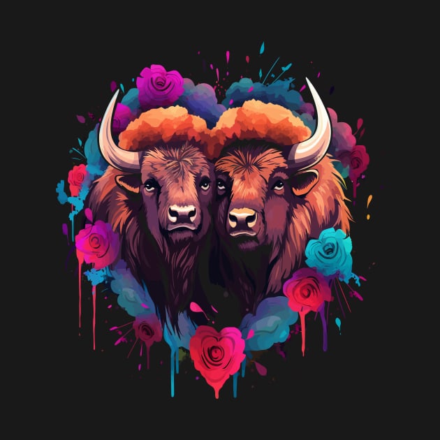 Bison Couple Valentine by JH Mart