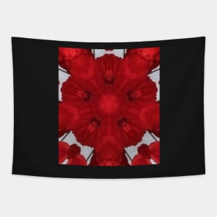 Unique Red Geranium Kaleidoscope pattern Tapestry