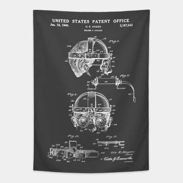 Welding Goggles Patent White Tapestry by Luve