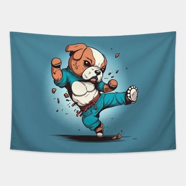 dog knows karate art Tapestry by HBart