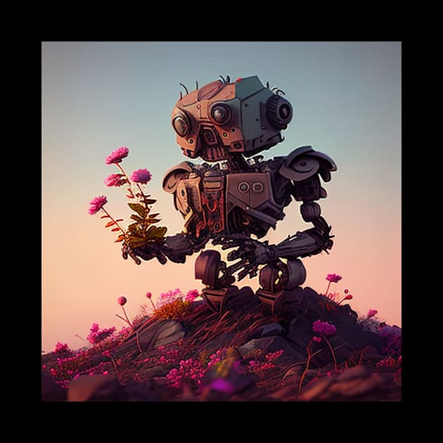 Cute robot picking up a flowers for her wife v1 by simonebonato99@gmail.com