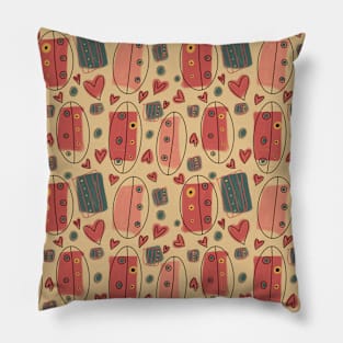 Funky Shapes and Hearts Design Pillow