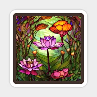 Stained Glass Lotus Flowers Magnet