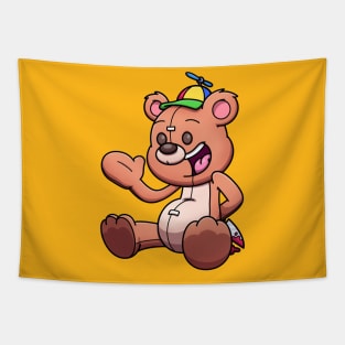 Creepy Teddy Bear Wearing Propeller Hat Tapestry