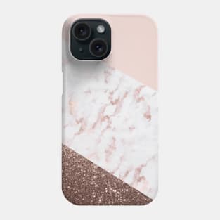 Copper pink marble color block geometric Phone Case