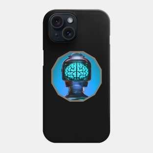 Jarhead - robot with a brain in a jar - blue Phone Case