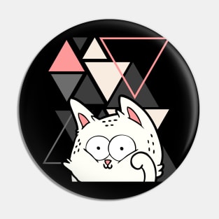 Crazy funny Cute little cat in triangles background adorable kitty Kittenlove Pin