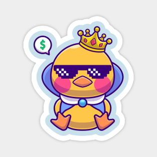 Cute King Chicken Sitting Cartoon Magnet