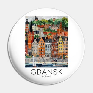 A Pop Art Travel Print of Gdansk - Poland Pin