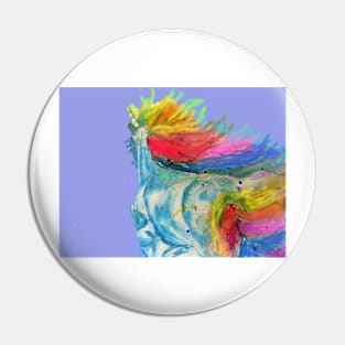 Unicorn Watercolor Painting Blue - On Lavender Purple Pin