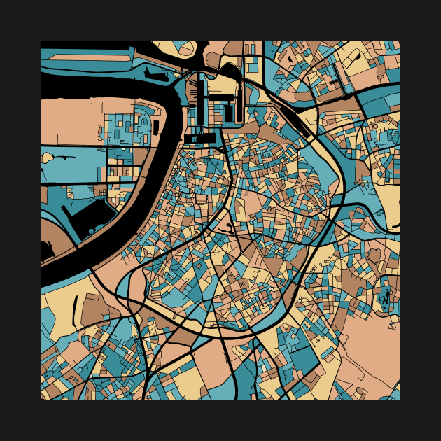 Antwerp Map Pattern in Mid Century Pastel by PatternMaps